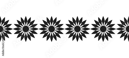 Black silhouette of flowers. Decorative border and decoration for scrapbooking. Illustration on a white background.