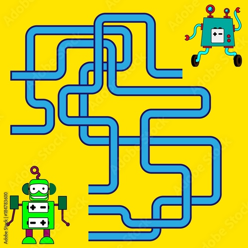 Cartoon Illustration of Paths or Maze Puzzle Activity Game. Kids learning games collection
