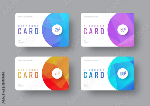 Vector white gift card template with round and semicircular design elements.