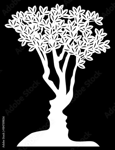 Optical Illusion Tree Faces Concept