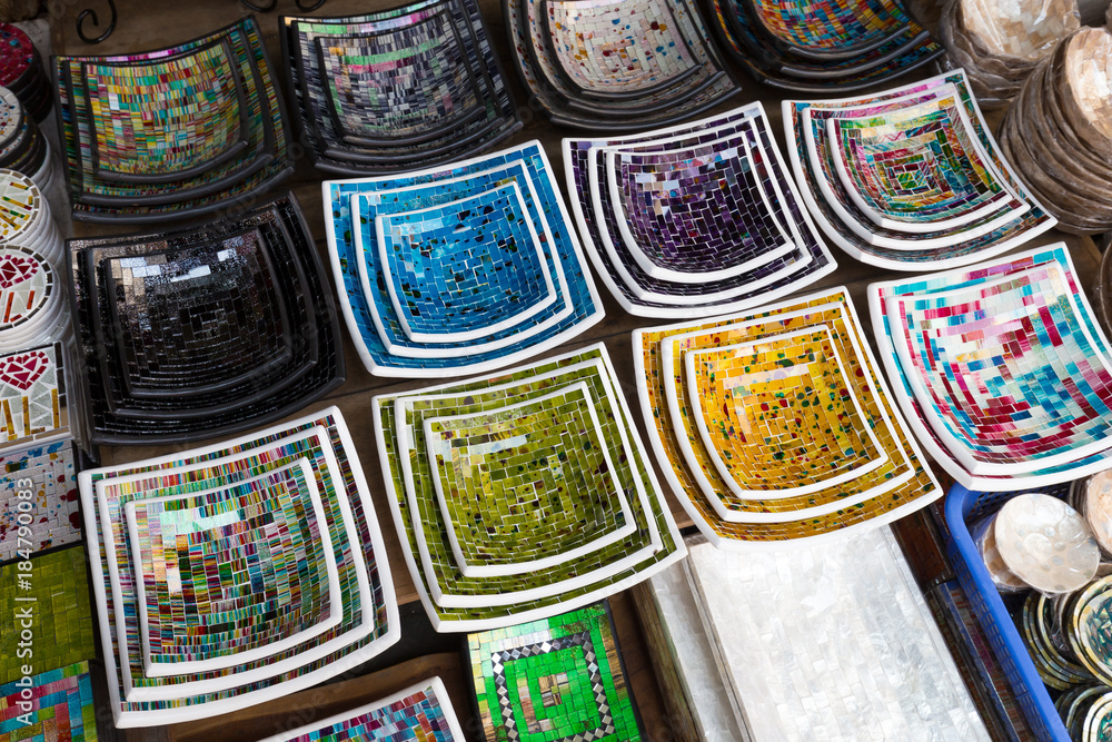 Ceramic bowls for sale at Ubud Art Market, Bali, Indonesia Ceramic bowls for sale at Ubud Art Market, Bali, Indonesia