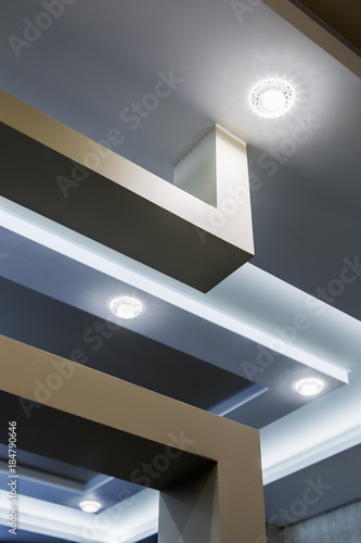 suspended ceiling and drywall construction in the decoration of the apartment or house 