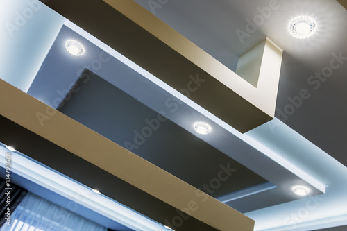 suspended ceiling and drywall construction in the decoration of the apartment or house 