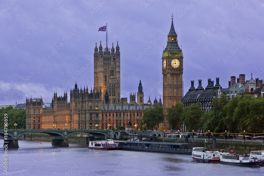 Parliament of London at dusk, England, UK