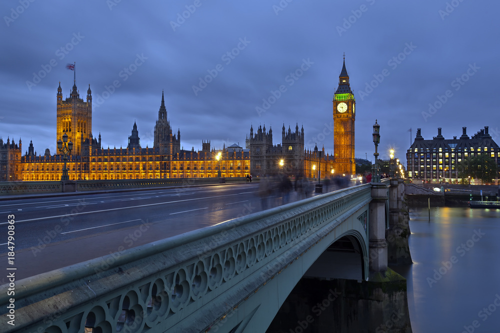 Parliament of London at dusk, England, UK