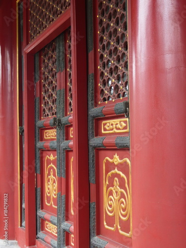 The Famous Confucius Temple in Beijing with detail of the door and the sculpture.Travel in Beijing City  China. 21th October  2017.