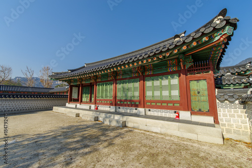 Beautiful traditional house at Gyeongbok Palace  Seoul   Korea