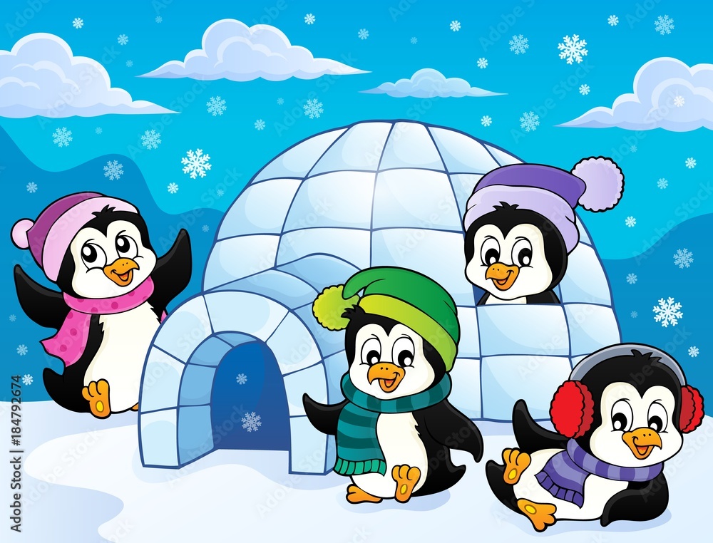 Obraz premium Happy winter penguins topic image 3