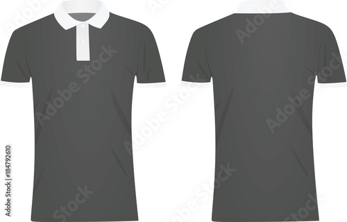 Grey polo t shirt with white collar. vector illustration