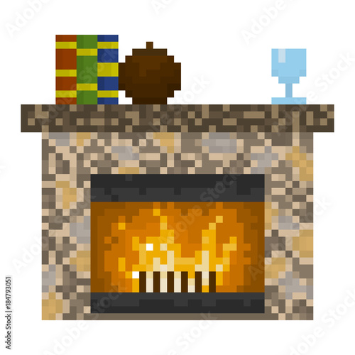 Pixel  fireplace for games and websites