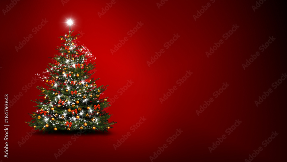 Christbaum vor Rot Christbaum vor Rot