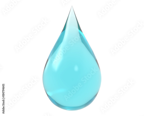 3D water drop on white isolated 