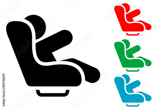 Icono plano silla infantil coche varios colores