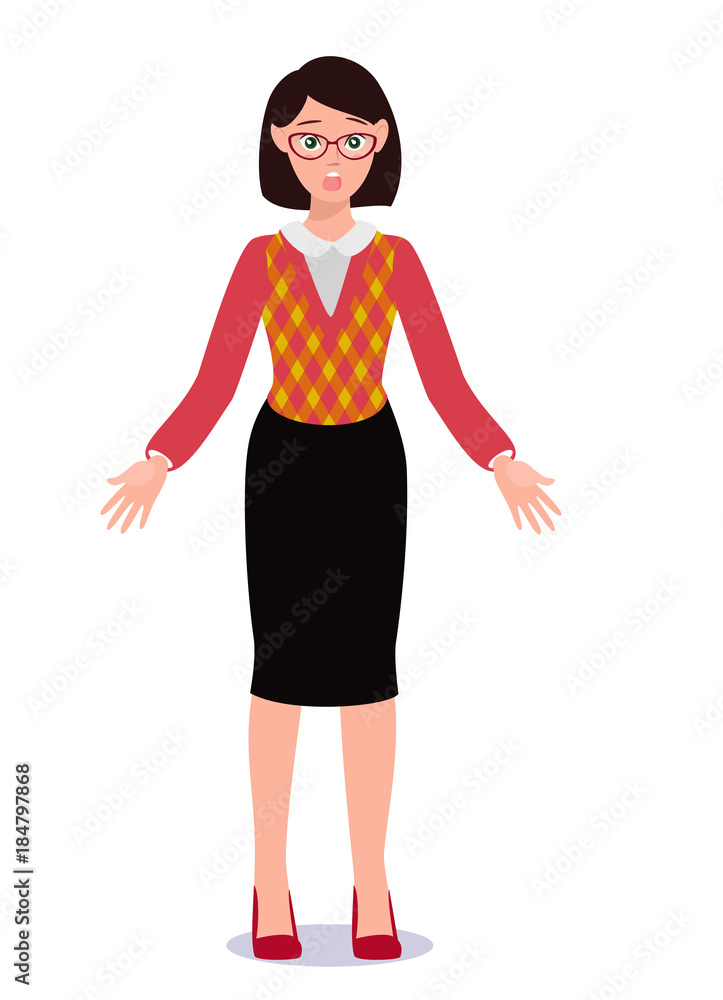 Fototapeta premium Business woman in suit. Emotions. Poses.