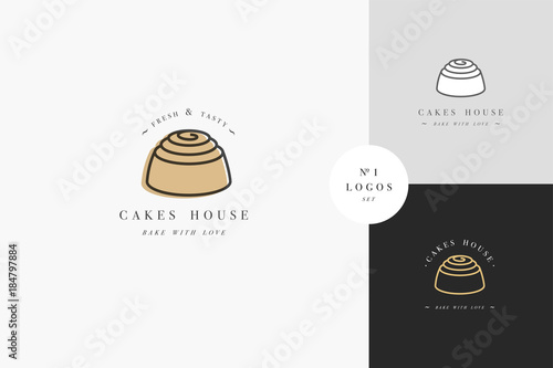 Vector design template and emblem - cake icon for cake shop. Sweet shop.