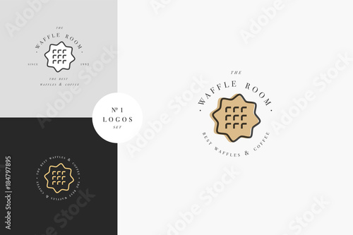 Vector design template and emblem - waffle icon for bake shop. Sweet shop.