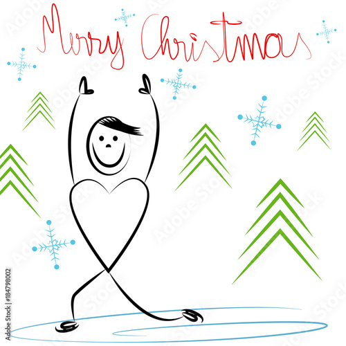 Doodle illustration of skating boy.