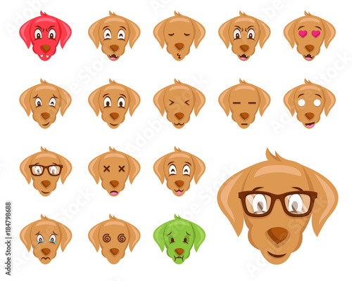 Cute Dog Face Emoticon Emoji Expression Illustration