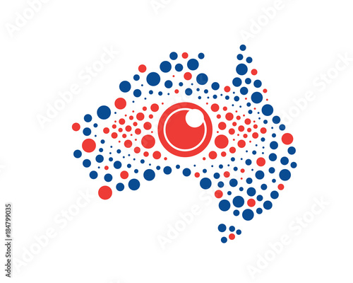Modern Eye Vision Bit Polka Dot Technology Australia Map Logo