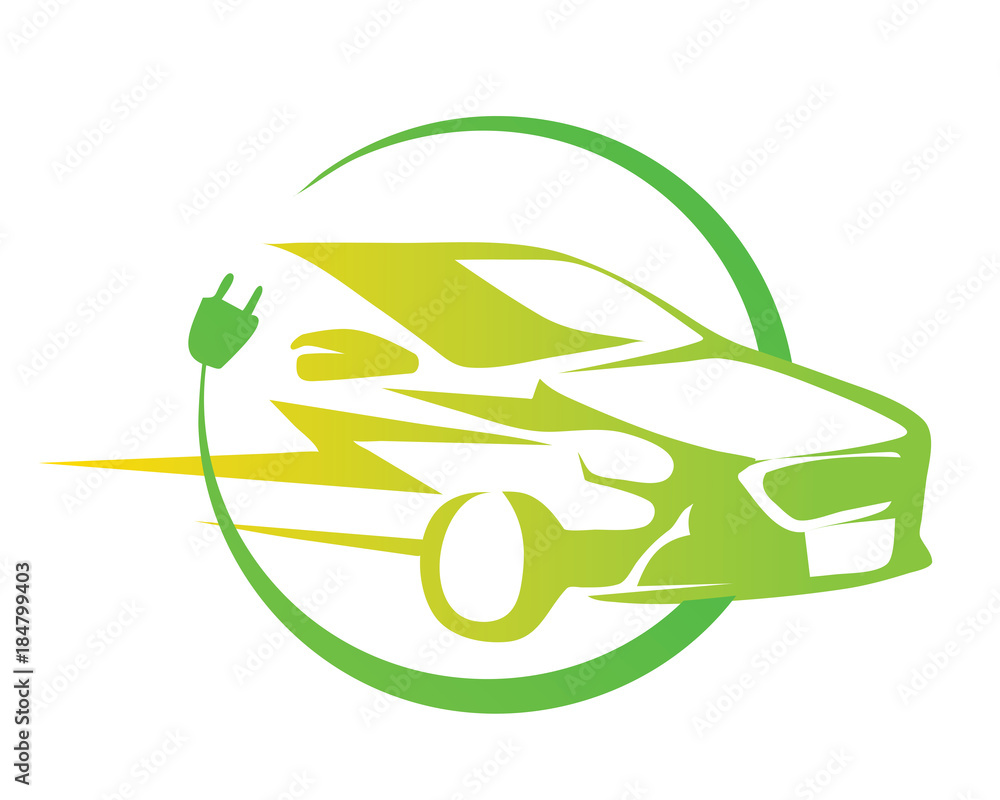 Modern Green Electric Hybrid Vehicle Concept Logo