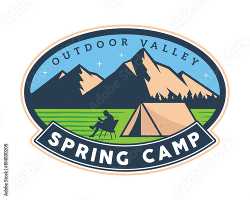 Vintage Wildlife Summer And Spring Camp Camping Activities Logo Badge Illustration