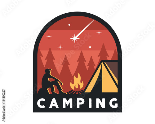 Vintage Wildlife Summer And Spring Camp Camping Activities Logo Badge Illustration