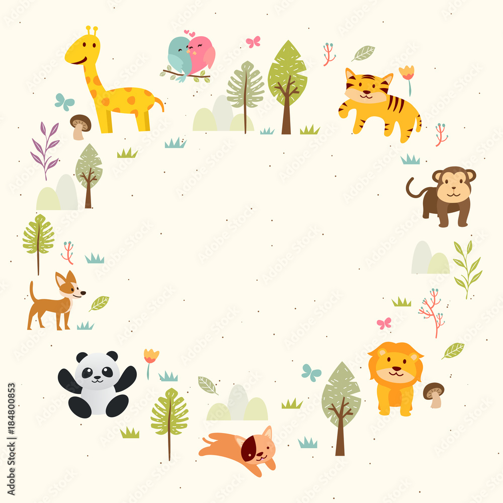 Modern Wild Animal Theme Copyspace Banner Template Card Illustration Modern Wild Animal Theme Copyspace Banner Template Card Illustration