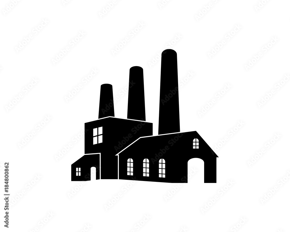 Black Commercial building Factory Company Logo Symbol