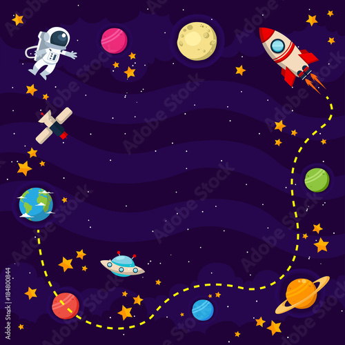 Modern Space Theme Copyspace Banner Template Card Illustration 