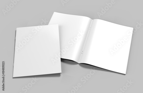 Canvas Print Blank white catalog, magazines, book mock up on grey  background