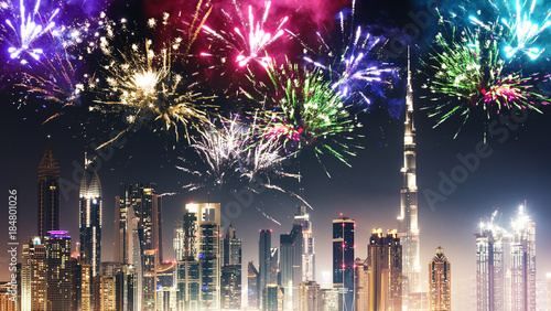 Canvas Print Dubai Skyline At Night