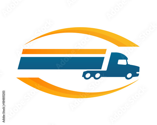 Modern Truck Logistic Delivery Logo - Fast Global Trailer