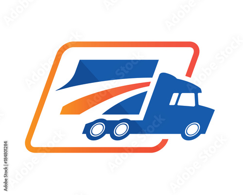 Modern Truck Logistic Delivery Logo - Road Cargo Shipping