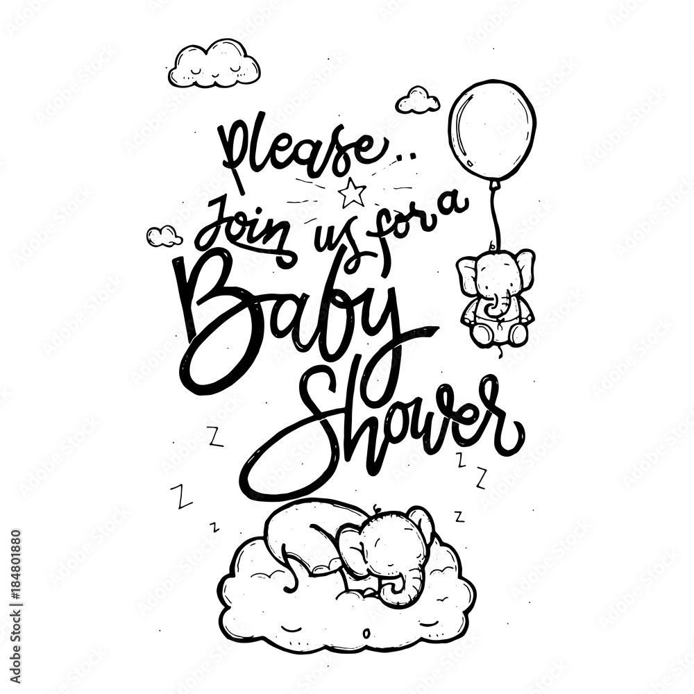 Cute baby for baby shower card Royalty Free Vector Image