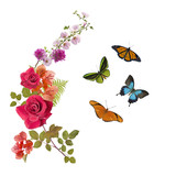 Butterflies and flowers arrangement