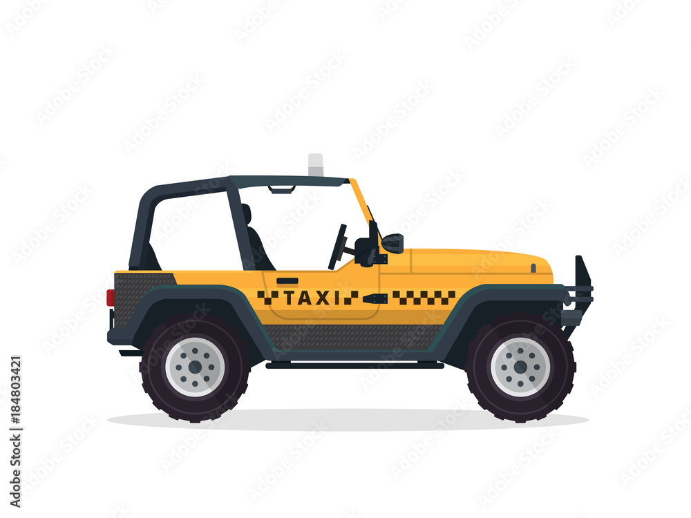 Modern Urban Yellow Taxi Vehicle Illustration