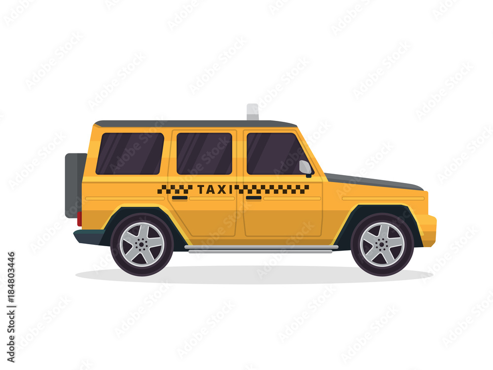 Modern Urban Yellow Taxi Vehicle Illustration 