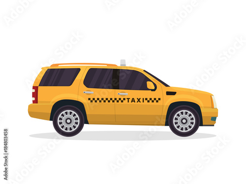 Modern Urban Yellow Taxi Vehicle Illustration 