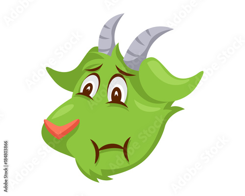 Cute Goat Face Emoticon Emoji Expression Illustration - Vomit