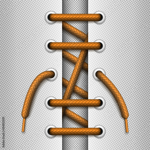 Vector Riding bow tying  of shoelaces with elements of a shoe or garment.