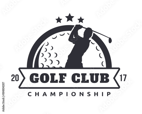 Modern Black And White Golf Logo Emblem Illustration