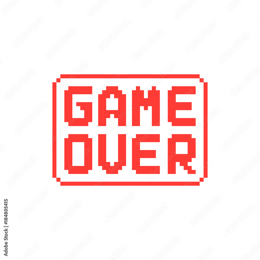 simple game over pixel badge on white background simple game over pixel badge on white background