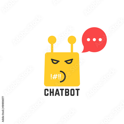 rude yellow chatbot icon with red speech bubble