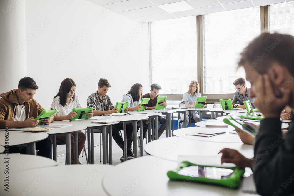 Fototapeta premium Students Studying at Modern Classroom