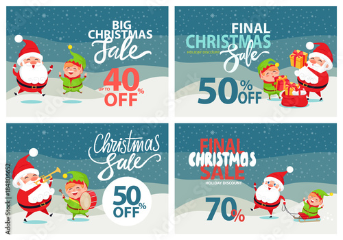 Final Christmas Sale Holiday Discount Posters Set
