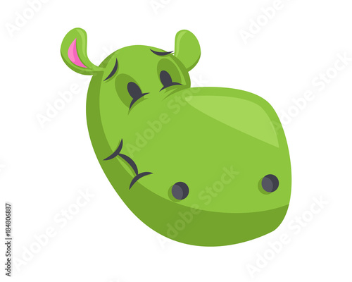 Cute Hippo Face Emoticon Emoji Expression Illustration - Vomit