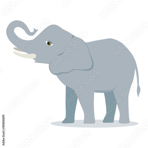 Vector cartoon elephant large concave back mammal asian elephant african bush with large ears illustration isolated on white