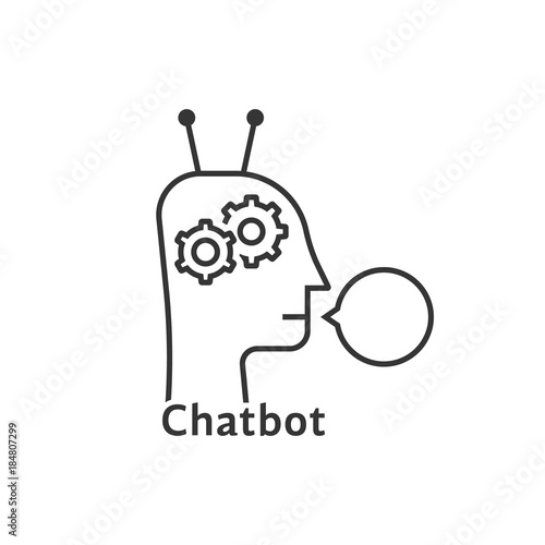 black thin line side view profile of chatbot