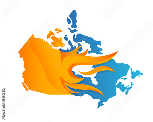 Modern Flaming North America Map Illustration