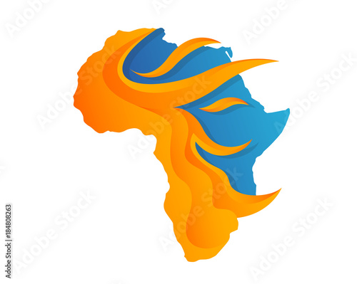 Modern Flaming Africa Map Illustration